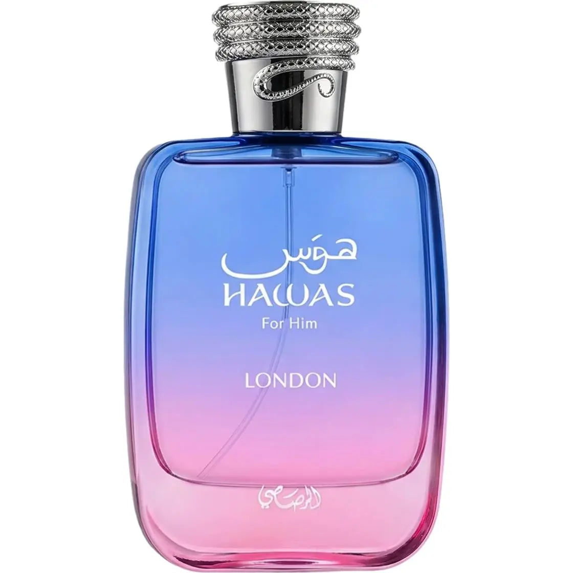 Rasasi Hawas London Eau De Parfum bottle for men, 100ml, with sleek design and elegant packaging visible in the image.