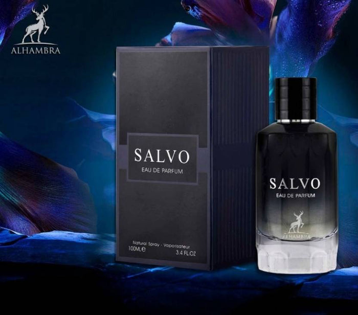 Lattafa Maison Alhambra Salvo Eau de Parfum for Men, 100ml bottle with sleek design and elegant packaging.