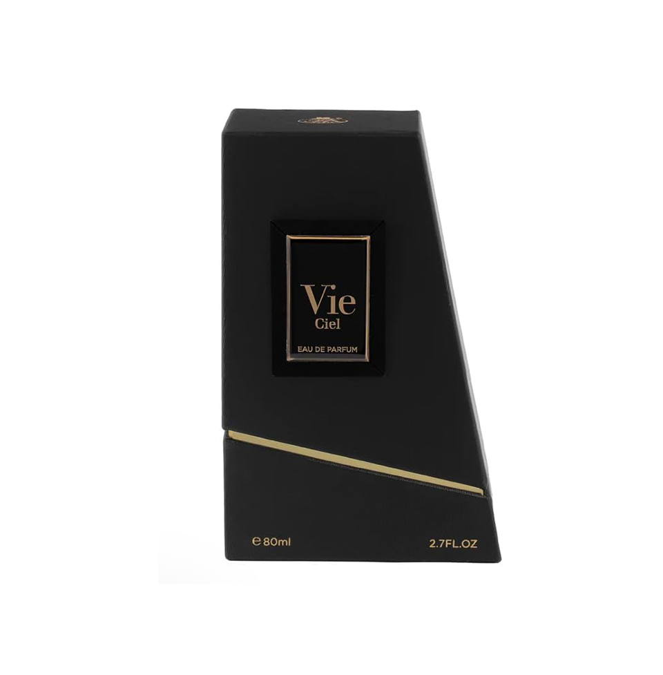 Fragrance World Vie Ciel Eau de Parfum 80ml bottle for men and women, elegant design, fresh and sophisticated scent.