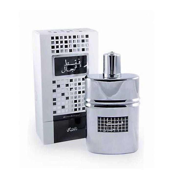 Rasasi Faqat Lil Rijal men's Eau de Parfum 50ml bottle with elegant design and clear label on a white background