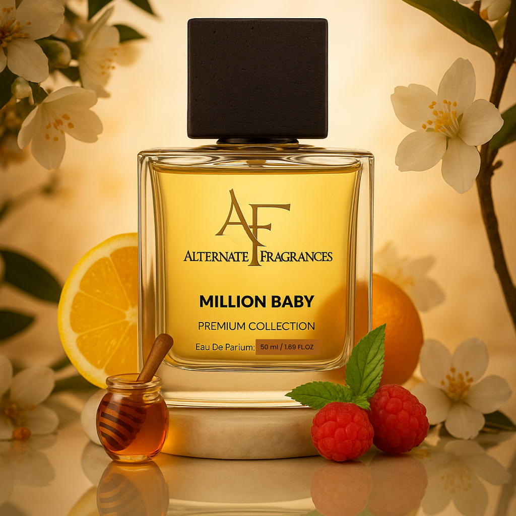 Million Baby EDP perfume bottle by Rini Deals, featuring a sleek design with a clear glass container and elegant fragrance spray.