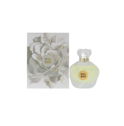 Ahmed Al Maghribi Musk & Roses Eau de Parfum for men and women in a 75ml bottle, featuring floral and musky notes.