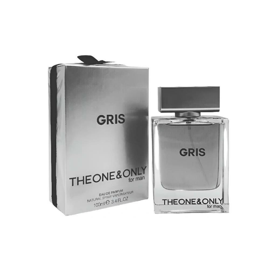 Fragrance World Gris The One & Only men's Eau de Parfum bottle, 100ml, with sleek design and elegant label.