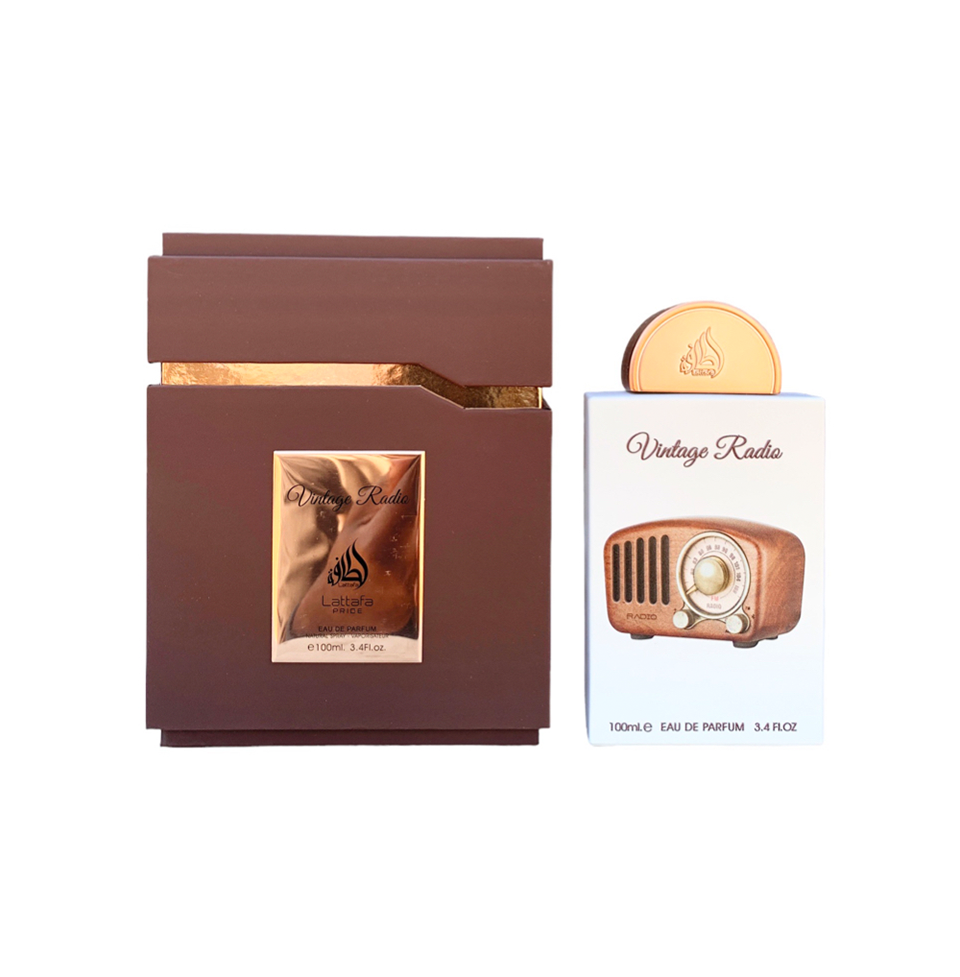Lattafa Pride Vintage Radio Eau De Parfum 100ml bottle for men and women, featuring a vintage-inspired design and elegant packaging
