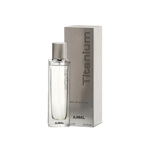 Ajmal Titanium Eau De Parfum 100ML for men, featuring sleek bottle design and modern fragrance packaging.