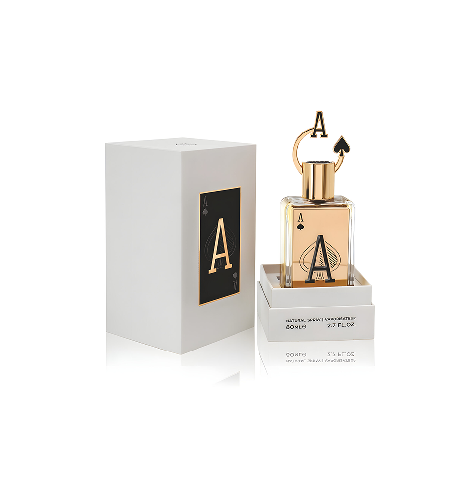 Fragrance World Ace of Spades 80ml eau de parfum for men and women, featuring a sleek bottle with black and silver design