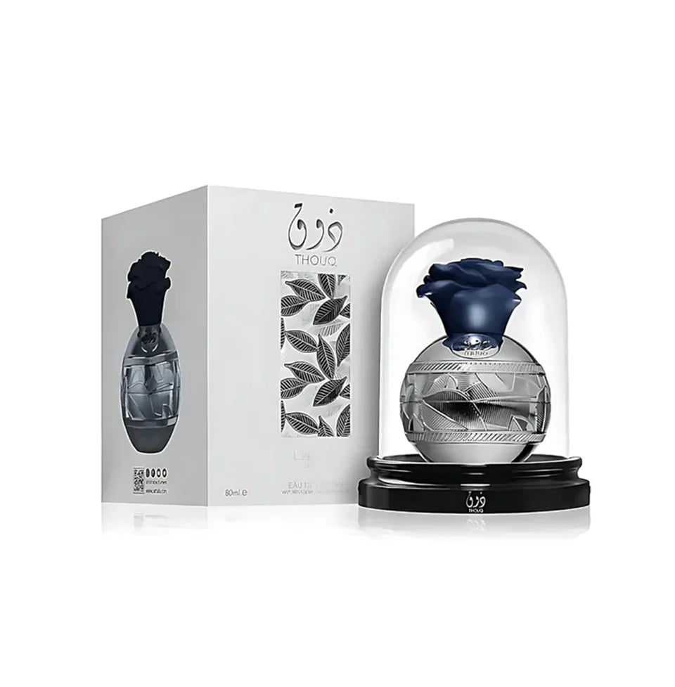 Lattafa Pride Thauq Eau De Parfum bottle for men and women, 80ml, featuring a sleek design and elegant fragrance packaging.