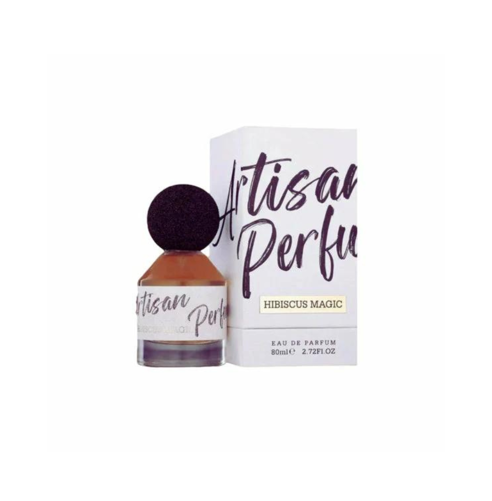 Fragrance World Hibiscus Magic Eau de Parfum 80ml for men and women, featuring floral hibiscus scent in a stylish bottle.