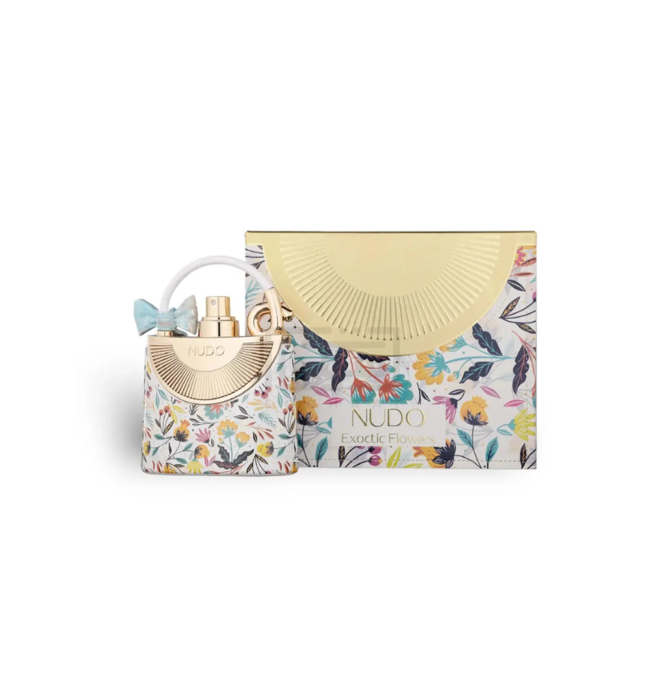 Fragrance World Nudo Exotic Flowers Eau de Parfum for women, 100ml bottle with floral and exotic perfume design.