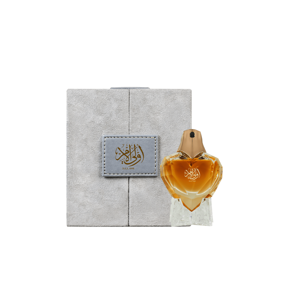 Ahmed Al Maghribi Oulil Amr Eau de Parfum 60ml for men and women, featuring elegant glass bottle with gold accents.