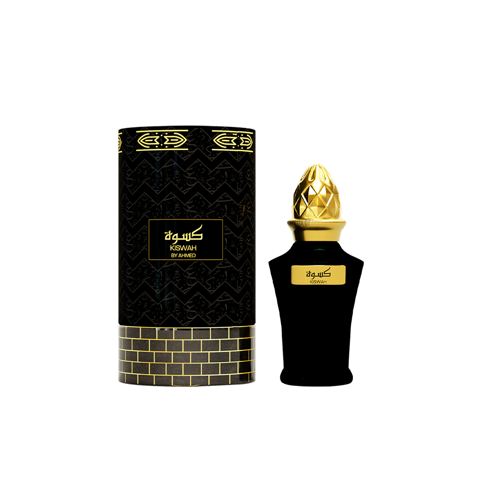 Ahmed Al Maghribi Kiswa concentrated perfume oil in a 10ml bottle, designed for men and women, with elegant packaging.