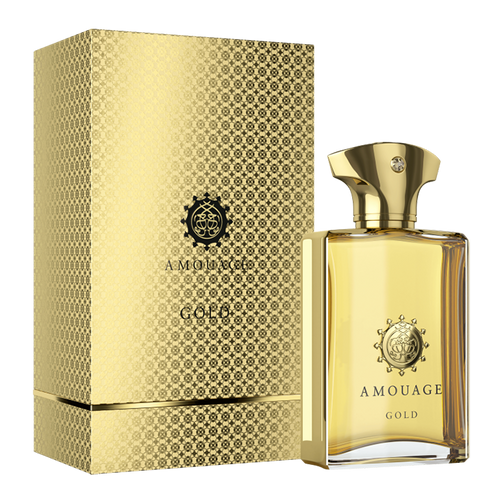 Amouage Gold Eau De Parfum for Men 100ML bottle with elegant gold packaging, showcasing luxurious men’s fragrance.