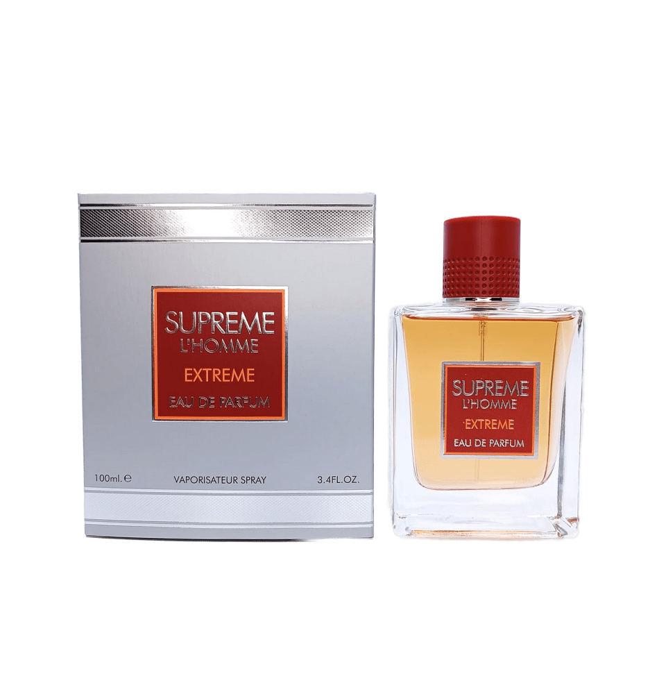 Fragrance World Supreme L'Homme Extreme Eau de Parfum 100ml bottle for men with sleek design and dark label.