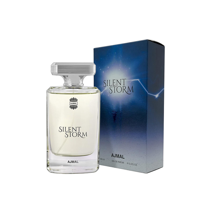 Ajmal Silent Storm Eau De Perfume for Men, 100ml bottle with sleek packaging and dark-colored design.