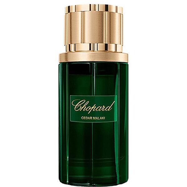 Chopard Cedar Malaki unisex Eau De Parfum bottle with elegant design and silver cap, 80ml size visible.