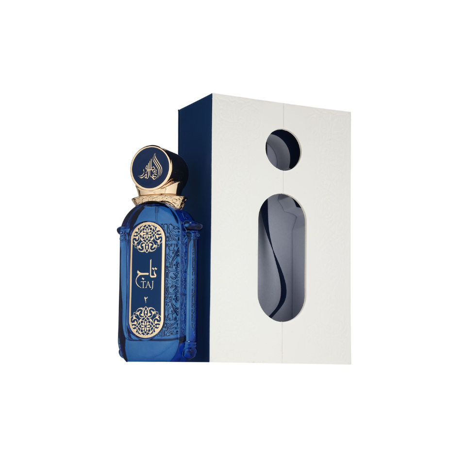 Fragrance World Athoor Al Alam Taj 2 men's Eau de Parfum bottle, 90ml, with elegant design and branding visible.