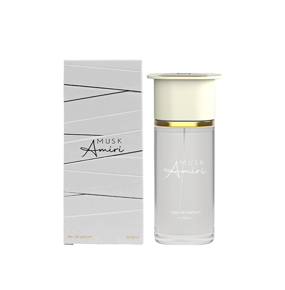 Ahmed Al Maghribi Musk Amiri Eau de Parfum 100ml bottle for men and women, sleek design with elegant fragrance.
