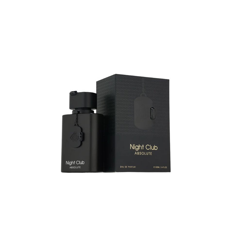 Fragrance World Night Club Absolute Eau de Parfum for Men, 100ml bottle with sleek black design and modern packaging.