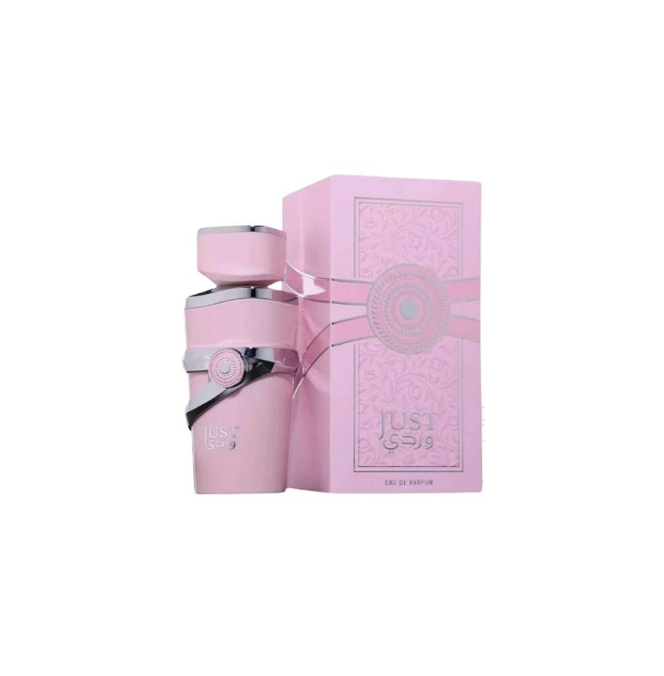 Fragrance World Just Wardi Eau de Parfum 100ml for women, featuring the elegant perfume bottle with a sleek design.