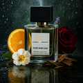 Luxurious Rose Noir Oud EDP by Rini Deals featuring a dark, elegant perfume bottle with floral and woody notes.