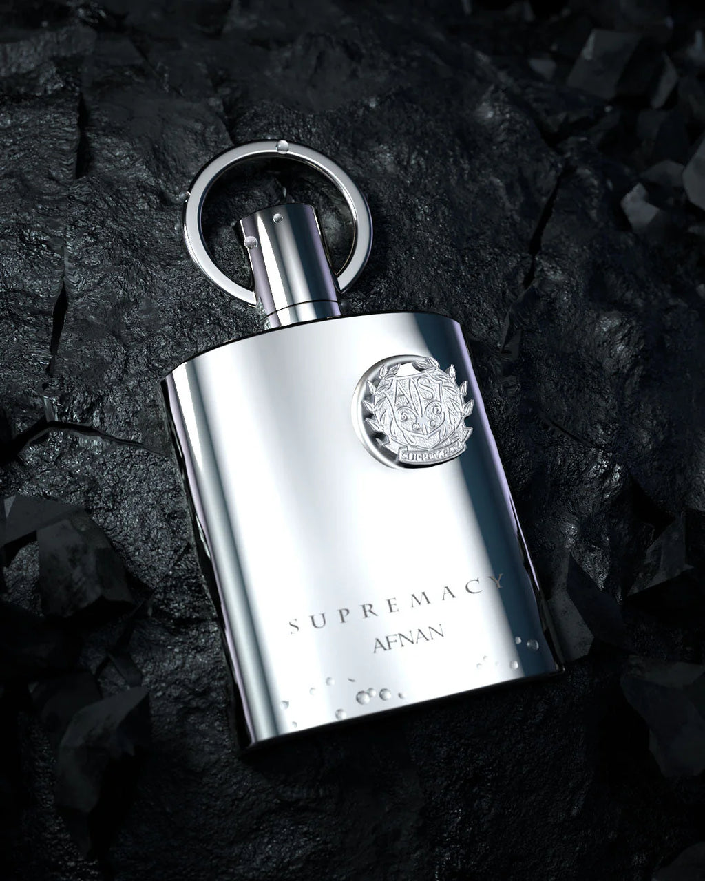 Afnan Supremacy Silver Pour Homme Eau De Parfum 100ml bottle with sleek silver design for men.