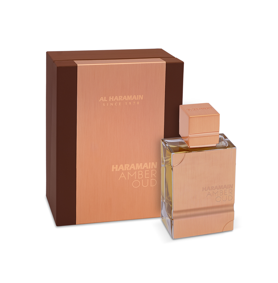 Al Haramain Amber Oud 60ml Eau de Parfum for men, featuring a sleek bottle and elegant cap design.