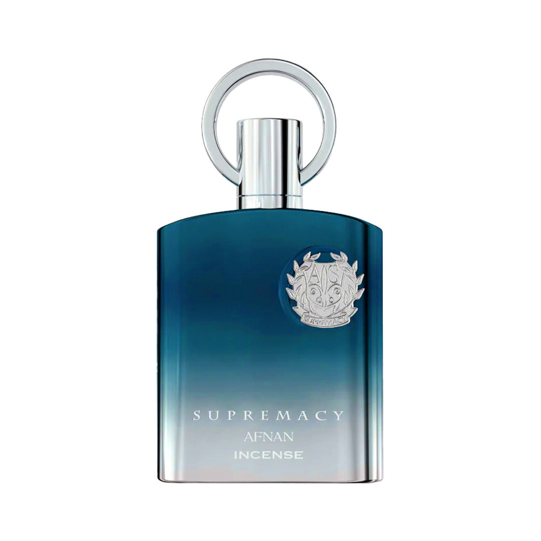 Afnan Supremacy Incense EDP for men, featuring a sleek bottle design with a dark, elegant fragrance profile.