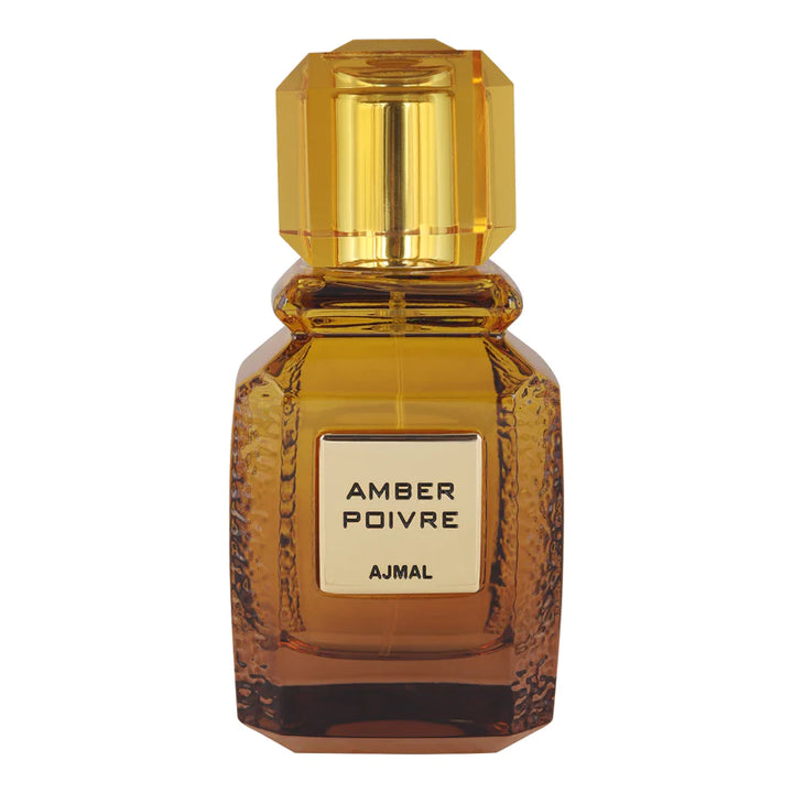 Ajmal Amber Poivre Eau de Parfum 100ML for men and women, featuring a sleek glass bottle with amber-colored fragrance.