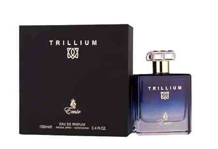 Paris Corner Emir Trillium For Men Edp 100ml bottle, elegant packaging, and fragrance details visible in the image.