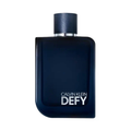 Calvin Klein Defy Men’s parfum bottle with sleek black design and minimalist logo, displayed on a neutral background.