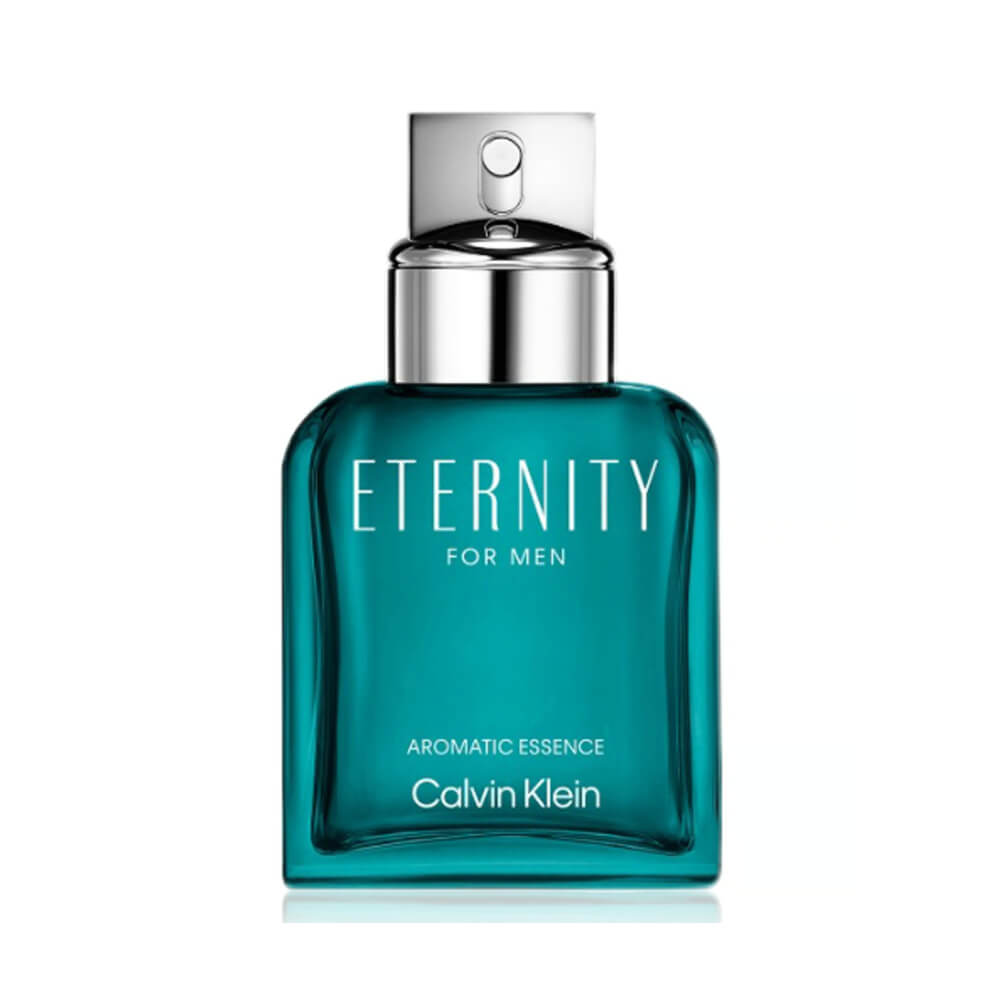 Calvin Klein Eternity Aromatic Essence Eau de Parfum for men, 100ml bottle with sleek design and fragrance details visible.