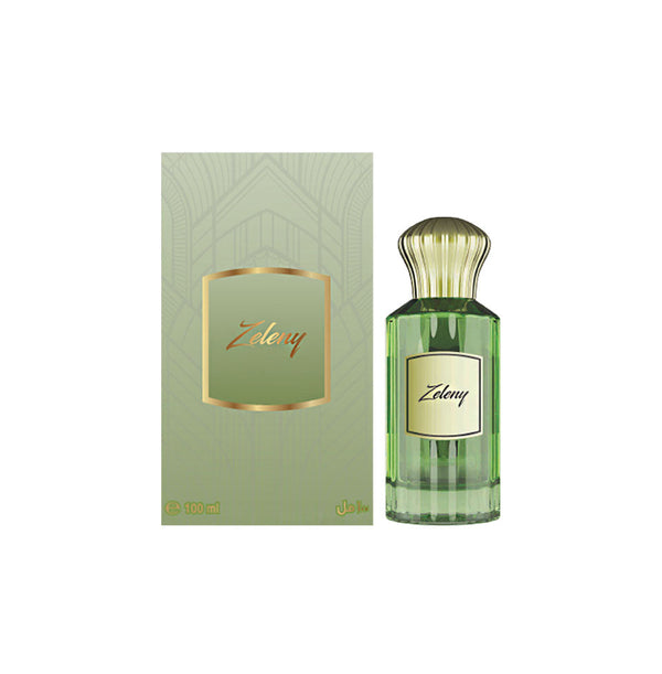 Ahmed Al Maghribi Zeleny Eau de Parfum 100ml for men and women, featuring a sleek bottle and elegant fragrance design.