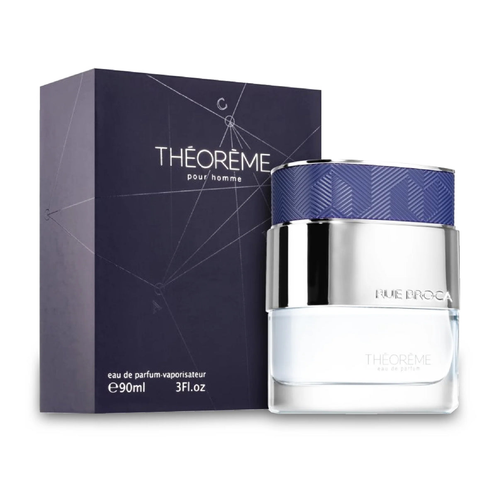 Afnan Rue Broca Theoreme men's Eau de Parfum bottle with sleek design and black cap, showcasing the Afnan fragrance packaging.