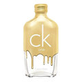Calvin Klein CK One Gold unisex perfume bottle with gold accents, sleek design, and minimalist branding.