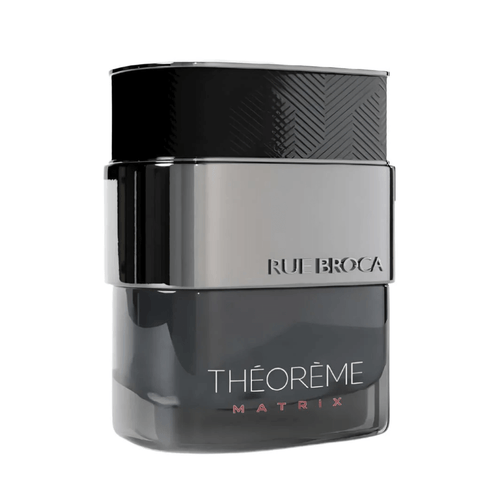 Afnan Rue Broca Theoreme Matrix men's EDP perfume bottle with sleek design and branding on a neutral background.