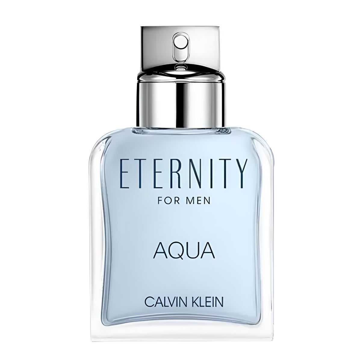 Calvin Klein Eternity Aqua Eau de Toilette 100ml for men, with a sleek glass bottle and blue fragrance liquid.