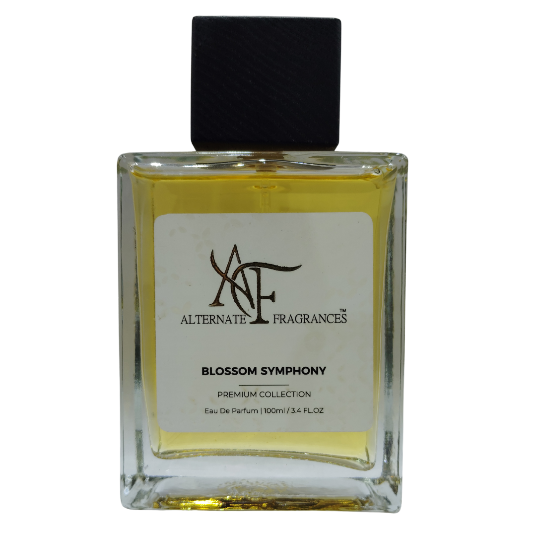 Rini Deals Blossom Symphony EDP bottle with floral design, showcasing the elegant perfume packaging.