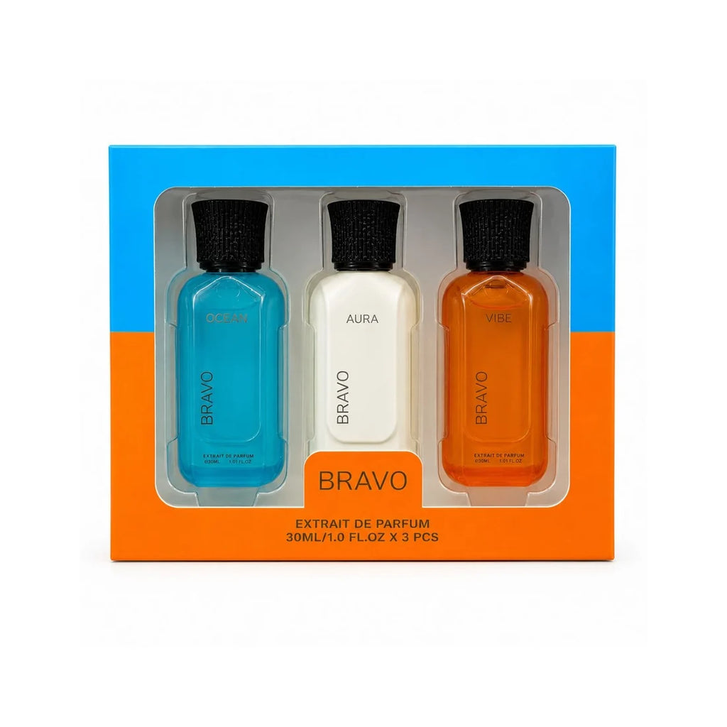 Bravo Extrait de Parfum Gift Set (Rare, Aura & Bold) – 3 × 30 ml