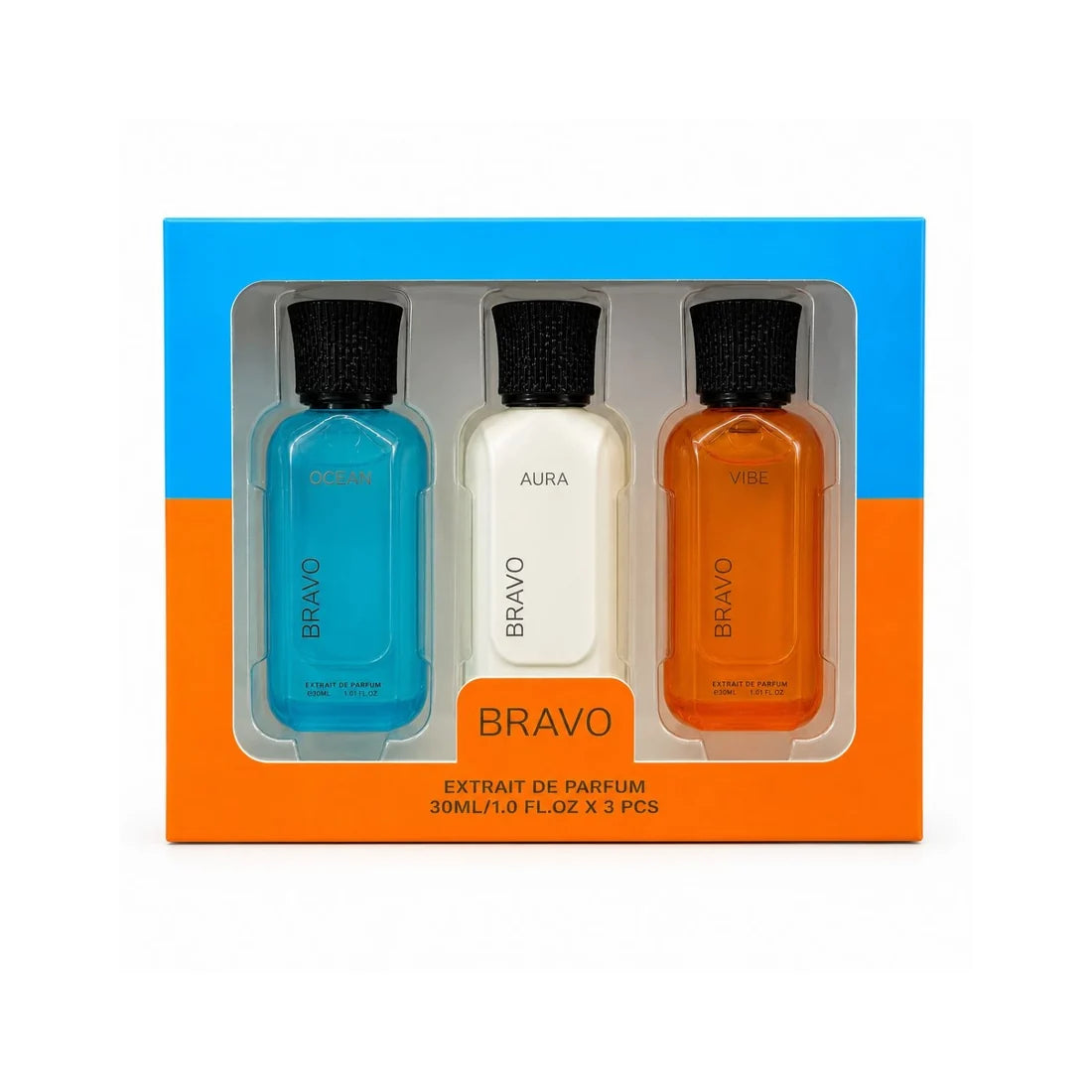 Bravo Extrait de Parfum Gift Set (Rare, Aura & Bold) – 3 × 30 ml