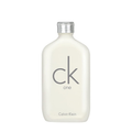 Calvin Klein CK One unisex EDT perfume bottle with minimalist design and clear glass, showcasing the iconic brand logo.