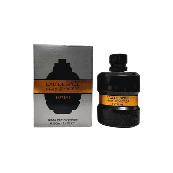 Fragrance World Mark & Victor Eau de Spice Extreme EDP 100ml for men, featuring a sleek bottle with spicy scent notes.