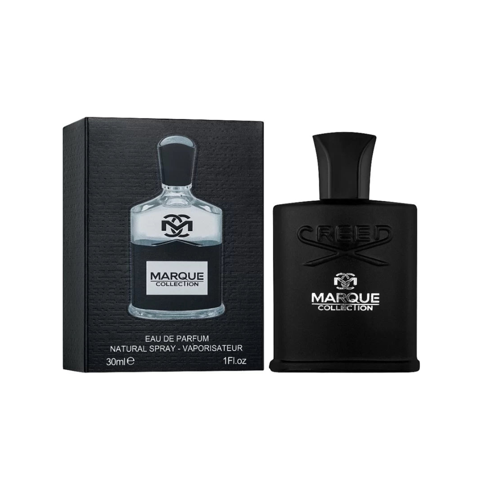 Fragrance World Marque Collection Creed 118 Eau de Parfum 30ml for men and women, featuring a sleek glass bottle with a gold cap