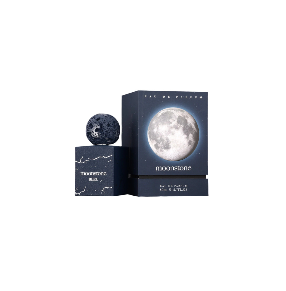 Fragrance World French Avenue Moonstone Bleu Eau de Parfum 100ml bottle for men and women, sleek blue design and elegant packaging.
