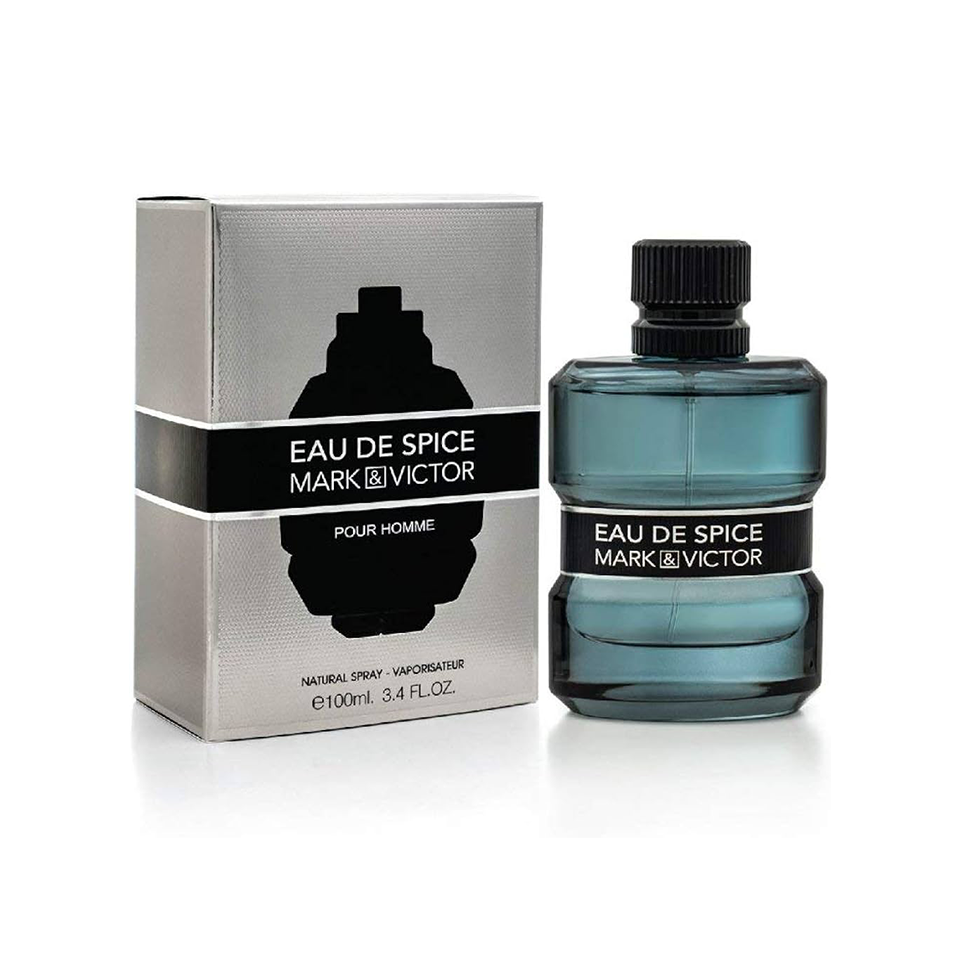Fragrance World Mark & Victor Eau de Spice 100ml men's perfume bottle with elegant design and branding.