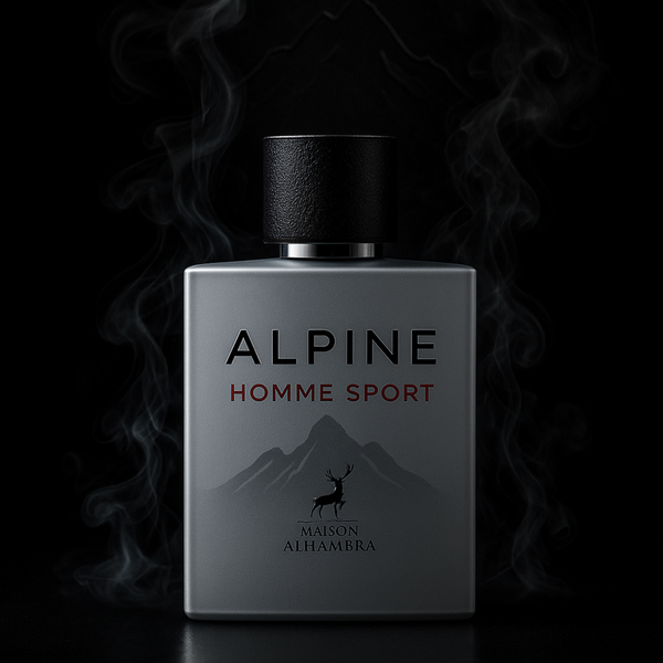 Alhambra Alpine Homme Sport 100ml perfume bottle with sleek design and clear glass, showcasing the men's fragrance product.