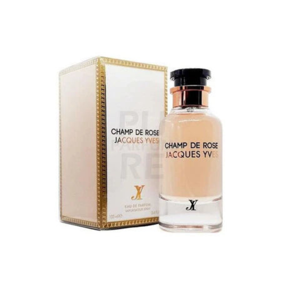 Fragrance World Jacques Yves Champ de Rose Eau de Parfum 100ml bottle for men and women with elegant floral design