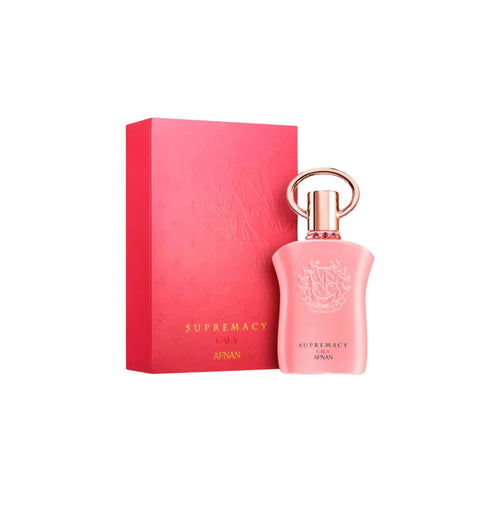 Afnan Supremacy Gala Eau De Parfum 90ml for women, featuring the elegant perfume bottle with gold accents and floral design.