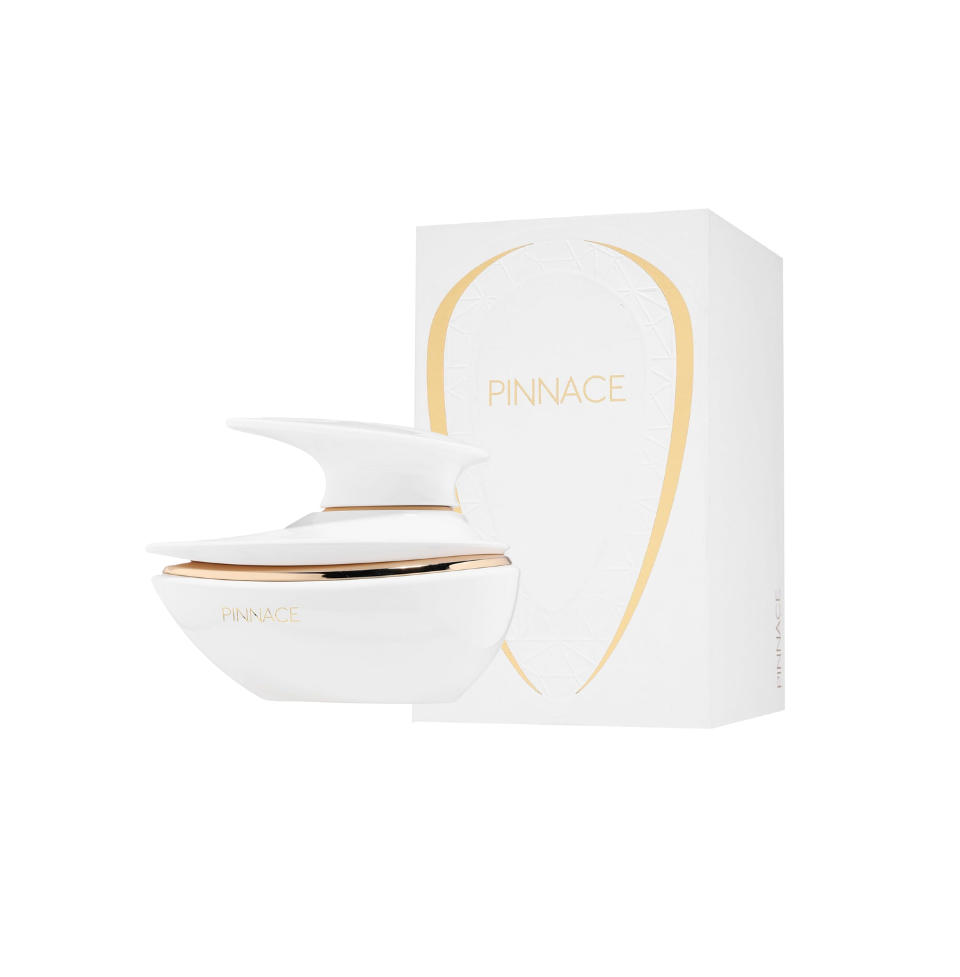 Fragrance World Pinnace Eau de Parfum for men, 100ml bottle with sleek design, featuring elegant branding and a sophisticated scent.