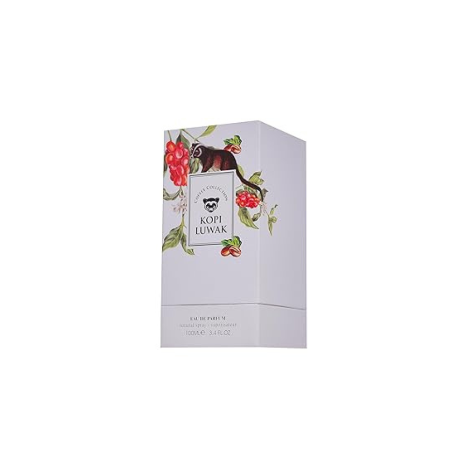 Fragrance World Coffee Collection Kopi Luwak Eau de Parfum for men and women, 100ml bottle with coffee-inspired packaging
