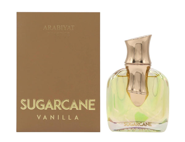 Arabiyat Prestige Sugarcane Vanilla Eau De Parfum 100ml bottle, sleek unisex fragrance with sugarcane and vanilla notes.
